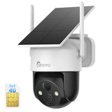 4G LTE Cellular Solar Security Camera Wireless Outdoor, 2K Camera No WiFi Needed with SIM Card, 360° Full View, PIR Motion Detection & Siren, 2-Way Audio, Colour Night Vision, IP66 Waterproof