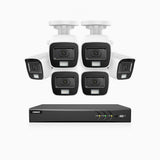 ADLK800 - 4K 8-kanals analoga övervakningssystem med 6 kameror, färg- och IR-nattseende, 3840 × 2160 vid 20 fps, f/1,6 superbländare, 4-i-1-utgångssignal, IP67