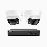 ACDK500 - 3K 8 Channel 2 Dual-Lens Cameras Wired Security System, 180° Panoramic View, Smart Dual Light Night Vision, Built-in Microphone, IP67