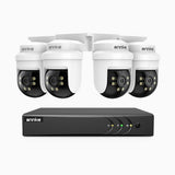 APTK500 - 5MP 8-kanals analoga övervakningssystem med 4 kameror, 350° panorering och 90° tilt, IR-nattseende upp till 30 m, IP65