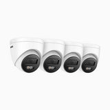 C500P - 4-pack 3K PoE IP-övervakningskameror för utomhusbruk med Dual-Light, färg- och IR-nattseende, 3072 × 1728 vid 20 bps, person- och fordonsdetektering, tvåvägsljud, IP67