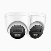 C1200 - 4K 12MP 2-pack PoE-övervakningskameror med dubbla ljuskällor för utomhusbruk, färg- och IR-nattsyn, smart person- och fordonsdetektering, H.265+, inbyggd mikrofon, lokal lagring upp till 512 GB, IP67