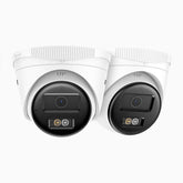 C500 - 3K 2-pack PoE-övervakningskameror med dubbla ljuskällor, ärg- och IR-nattsyn, 3072 × 1728 vid 20 fps, smart person- och fordonsdetektering, inbyggd mikrofon, IP67-klassat väderskydd