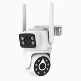 WCD400 - 4MP Wireless Outdoor Dual-Lens WiFi Security Camera, 2.4G/5G Dual-Band WiFi, 350° Pan & 90° Tilt, Dual-Light Night Vision, Motion Detection, Two-Way Audio, Cloud & Max. 256 GB Local Storage, Works with Alexa