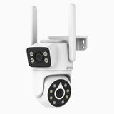 WCD400 - 4MP trådlös Wi-Fi-övervakningskamera med dubbla objektiv för utomhusbruk, Wi-Fi 2,4/5 GHz med dubbla band, 350° panorering och 90° tilt, smart Dual-Light-nattseende, rörelsedetektering, tvåvägsljud, kompatibel med Alexa