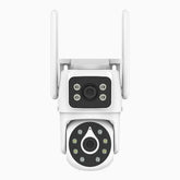 WCD400 - 4MP trådlös Wi-Fi-övervakningskamera med dubbla objektiv för utomhusbruk, Wi-Fi 2,4/5 GHz med dubbla band, 350° panorering och 90° tilt, smart Dual-Light-nattseende, rörelsedetektering, tvåvägsljud, kompatibel med Alexa