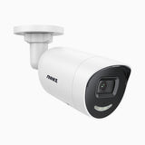 C800X - 4K PoE IP-övervakningskamera för utomhusbruk, 1/1,8" BSI-sensor, f/1,6 bländare (0,003 lux), siren och blixtljuslarm, tvåvägsljud, person- och fordonsdetektering, områdesskydd, hölje helt i metall