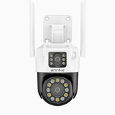 WCD600 - 6MP UHD trådlös Wi-Fi-övervakningskamera med dubbla objektiv för utomhusbruk, röda och blå varningsljus samt siren, smart Dual-Light-nattseende, tvåvägsljud, 300° panorering och 90° tilt, kompatibel med Alexa