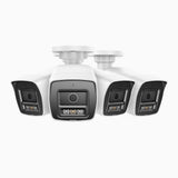 C500P - 4-pack 3K PoE IP-övervakningskameror för utomhusbruk med Dual-Light, färg- och IR-nattseende, 3072 × 1728 vid 20 bps, person- och fordonsdetektering, tvåvägsljud, IP67