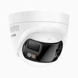FCD800 - 4K 8 MP PoE-övervakningskamera med dubbla objektiv, sömlös 180° panoramavy, 77° vertikalt synfält, smart färgnattseende, aktiv avskräckning och tvåvägsljud