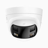 FCD800 - 4K 8 MP PoE-övervakningskamera med dubbla objektiv, sömlös 180° panoramavy, 77° vertikalt synfält, smart färgnattseende, aktiv avskräckning och tvåvägsljud