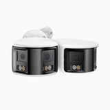 FCD800 - 2-Pack 4K 8 MP PoE-övervakningskamera med dubbla objektiv, sömlös 180° panoramavy, 77° vertikalt synfält, smart färgnattseende, aktiv avskräckning och tvåvägsljud