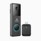 Whiffle - 1080p Full HD trådlös videodörrklocka med kamera, 148° synfält, 4800 mAh batteri, rörelsedetektering, tvåvägsljud, molnlagring och TF-kort upp till 128 GB, kompatibel med Alexa