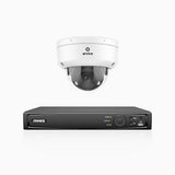 HZ804 - 4K 4-kanals PoE-övervakningssystem med 1 kamera, 4× optisk zoom, motoriserat varifokalobjektiv (2,8–12 mm), smart dubbelljus-nattsyn, rörelsedetektering 2.0, inbyggd mikrofon, siren och blixtlarm, uppgraderad version