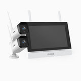 WTL300 - 3 MP Super HD 4-kanals trådlöst övervakningssystem med 2 kameror och 7-tumsskärm, rörelsedetektering, tvåvägsljud, IR-nattseende, fungerar med Alexa