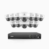 HZ804 - 4K 16-kanals PoE-övervakningssystem med 12 kameror, 4× optisk zoom, motoriserat varifokalobjektiv (2,8–12 mm), smart dubbelljus-nattsyn, rörelsedetektering 2.0, inbyggd mikrofon, siren och blixtlarm, uppgraderad version