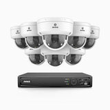 HZ804 - 4K 16-kanals PoE-övervakningssystem med 8 kameror, 4× optisk zoom, motoriserat varifokalobjektiv (2,8–12 mm), smart dubbelljus-nattsyn, rörelsedetektering 2.0, inbyggd mikrofon, siren och blixtlarm, uppgraderad version