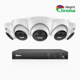 NightChroma™ NCK500 - 3K 8-kanals PoE-övervakningssystem med 5 kameror, Acme-färgnattseende, f/1,0 superbländare, aktiv justering, inbyggd mikrofon, IP67, hölje helt i metall