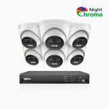 NightChroma™ NCK500 - 3K 8-kanals PoE-övervakningssystem med 6 kameror, Acme-färgnattseende, f/1,0 superbländare, aktiv justering, inbyggd mikrofon, IP67, hölje helt i metall