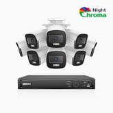 NightChroma™ NCK500 - 3K 8-kanals PoE-övervakningssystem med 8 kameror, Acme-färgnattseende, f/1,0 superbländare, aktiv justering, inbyggd mikrofon, IP67, hölje helt i metall