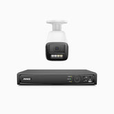 HZ804 - 4K 8-kanals PoE-övervakningssystem med 1 kamera, 4× optisk zoom, motoriserat varifokalobjektiv (2,8–12 mm), smart dubbelljus-nattsyn, rörelsedetektering 2.0, inbyggd mikrofon, siren och blixtlarm, uppgraderad version