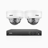 H1200 - 4K 12MP 8-kanals PoE-övervakningssystem med 2 kameror, färg- och IR-nattsyn, smart person- och fordonsdetektering, H.265+, inbyggd mikrofon, lokal lagring upp till 512 GB, IP67