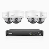 H1200 - 4K 12MP 8-kanals PoE-övervakningssystem med 4 kameror, färg- och IR-nattsyn, smart person- och fordonsdetektering, H.265+, inbyggd mikrofon, lokal lagring upp till 512 GB, IP67