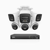 H1200 - 4K 12MP 8-kanals PoE-övervakningssystem med 3 bulletkameror och 3 turretkameror, färg- och IR-nattsyn, smart person- och fordonsdetektering, H.265+, inbyggd mikrofon, IP67