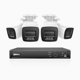 H1200 - 4K 12MP 8-kanals PoE-övervakningssystem med 4 kameror, färg- och IR-nattsyn, smart person- och fordonsdetektering, H.265+, inbyggd mikrofon, lokal lagring upp till 512 GB, IP67