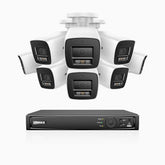 H1200 - 4K 12MP 8-kanals PoE-övervakningssystem med 8 kameror, färg- och IR-nattsyn, smart person- och fordonsdetektering, H.265+, inbyggd mikrofon, lokal lagring upp till 512 GB, IP67