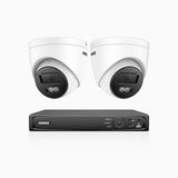 H1200 - 4K 12MP 8-kanals PoE-övervakningssystem med 2 kameror, färg- och IR-nattsyn, smart person- och fordonsdetektering, H.265+, inbyggd mikrofon, lokal lagring upp till 512 GB, IP67