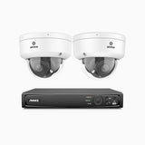 HZ804 - 4K 8-kanals PoE-övervakningssystem med 2 kameror, 4× optisk zoom, motoriserat varifokalobjektiv (2,8–12 mm), smart dubbelljus-nattsyn, rörelsedetektering 2.0, inbyggd mikrofon, siren och blixtlarm, uppgraderad version