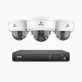 HZ804 - 4K 8-kanals PoE-övervakningssystem med 3 kameror, 4× optisk zoom, motoriserat varifokalobjektiv (2,8–12 mm), smart dubbelljus-nattsyn, rörelsedetektering 2.0, inbyggd mikrofon, siren och blixtlarm, uppgraderad version