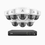 HZ804 - 4K 8-kanals PoE-övervakningssystem med 8 kameror, 4× optisk zoom, motoriserat varifokalobjektiv 2,8–12 mm, smart dubbelljus-nattsyn, rörelsedetektering 2.0, inbyggd mikrofon, siren och blixtlarm, uppgraderad version