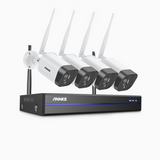 WS300 - 2K Super HD 8-kanals trådlöst Wi-Fi-övervakningssystem med 4 kameror, inbyggd mikrofon, persondetektering, kompatibelt med Alexa