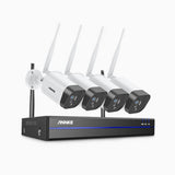 WAS500 - 5MP 8-kanals trådlöst Wi-Fi-övervakningssystem med 4 kameror, EXIR-nattseende, tvåvägsljud, inbyggd mikrofon, IP66, kompatibelt med Alexa