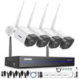 WS300 - 2K Super HD 8-kanals trådlöst Wi-Fi-övervakningssystem med 4 kameror, inbyggd mikrofon, persondetektering, kompatibelt med Alexa