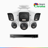 NightChroma™ NCK800 - 4K 8-kanals PoE-övervakningssystem med 3 bullet- och 3 turretkameror, f/1,0 superbländare, färgnattseende, 2-kanals 4K-avkodning, person- och fordonsdetektering, intelligent beteendeanalys, inbyggd mikrofon, 124° synfält