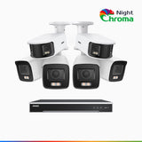 NDCK800 - 8 Channel PoE NVR Security System with Four 4K Cameras & Two 4K Dual Lens Panoramic Camera, f/1.0 Super Aperture, Acme Color Night Vision, Human & Vehicle Detection, Built-in Microphone