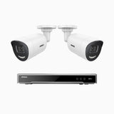 H800X - 4K 8-kanals PoE-övervakningssystem med 2 kameror, 1/1,8" BSI-sensor, f/1,6-bländare (0,003 lux), siren och blixtlarm, tvåvägsljud, smart person- och fordonsdetektering, områdesskydd