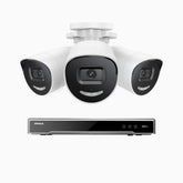 H800X - 4K 8 Channel 3 Cameras PoE Security System, 1/1.8'' BSI Sensor, f/1.6 Aperture (0.003 Lux), Siren & Strobe Alarm,Two-Way Audio, Human & Vehicle Detection, Perimeter Protection, All-Metal Housing