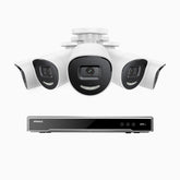 H800X - 4K 8-kanals PoE-övervakningssystem med 5 kameror, 1/1,8" BSI-sensor, f/1,6-bländare (0,003 lux), siren och blixtlarm, tvåvägsljud, smart person- och fordonsdetektering, områdesskydd
