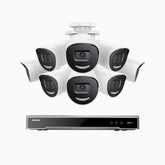 H800X - 4K 8-kanals PoE-övervakningssystem med 8 kameror, 1/1,8" BSI-sensor, f/1,6-bländare (0,003 lux), siren och blixtlarm, tvåvägsljud, smart person- och fordonsdetektering, områdesskydd