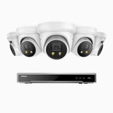 H800X - 4K 8-kanals PoE-övervakningssystem med 5 kameror, 1/1,8" BSI-sensor, f/1,6-bländare (0,003 lux), siren och blixtlarm, tvåvägsljud, smart person- och fordonsdetektering, områdesskydd
