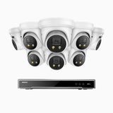 H800X - 4K 8 Channel 8 Cameras PoE Security System, 1/1.8'' BSI Sensor, f/1.6 Aperture (0.003 Lux), Siren & Strobe Alarm,Two-Way Audio, Human & Vehicle Detection, Perimeter Protection, All-Metal Housing