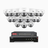 H1200 - 4K 12MP 32-kanals PoE-övervakningssystem med 16 kameror, färg- och IR-nattsyn, smart person- och fordonsdetektering, H.265+, inbyggd mikrofon, IP67