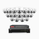 H1200 - 4K 12MP 32-kanals PoE-övervakningssystem med 20 kameror, färg- och IR-nattsyn, smart person- och fordonsdetektering, H.265+, inbyggd mikrofon, IP67