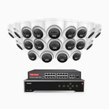 H800 - 4K 32-kanals PoE-övervakningssystem med 20 kameror, smart person- och fordonsdetektering, färg- och IR-nattsyn, inbyggd mikrofon, RTSP-stöd, 16-portars PoE-switch ingår