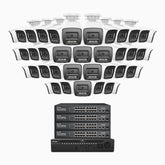 H800 - 4K 64-kanals PoE-övervakningssystem med 40 kameror, smart person- och fordonsdetektering, färg- och IR-nattsyn, inbyggd mikrofon, RTSP-stöd, 16-portars PoE-switch ingår