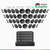 NightChroma™ NCK800 - 4K 64-kanals PoE-övervakningssystem med 40 kameror, f/1,0 superbländare, färgnattseende, 2-kanals 4K-avkodning, person- och fordonsdetektering, intelligent beteendeanalys, inbyggd mikrofon, 124° synfält, hölje helt i metall